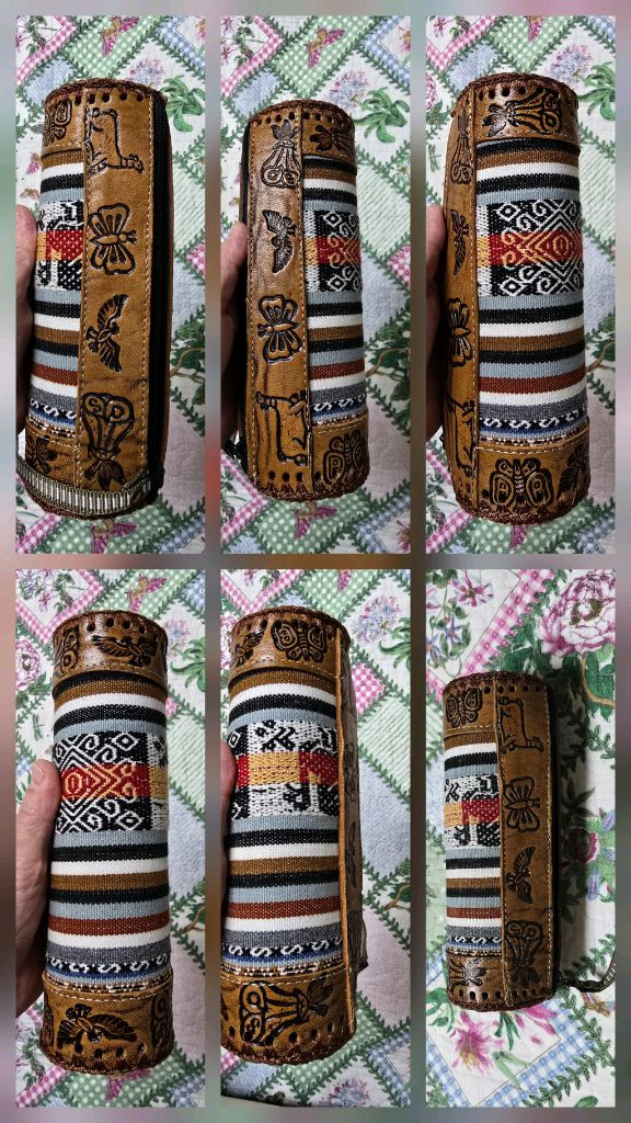 터키산 수공예 가죽&페브릭 원통형 필통--9