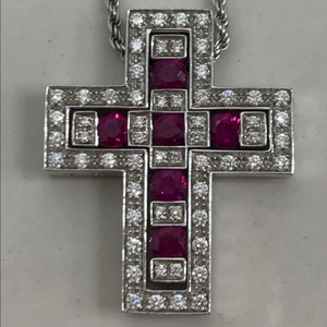 [L] 다미아니 벨에포크 화이트골드 루비 다이아 목걸이 라지사이즈 펜던트 이미지