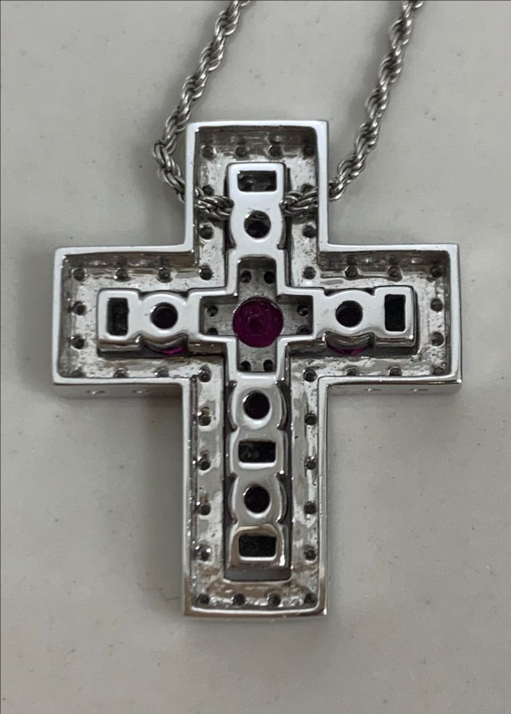 [L] 다미아니 벨에포크 화이트골드 루비 다이아 목걸이 라지사이즈 펜던트 이미지