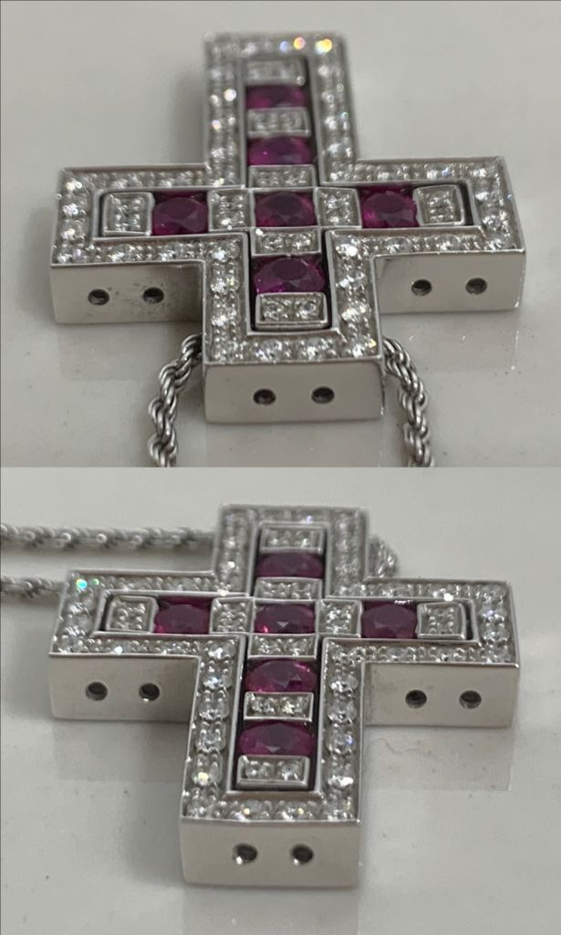 [L] 다미아니 벨에포크 화이트골드 루비 다이아 목걸이 라지사이즈 펜던트 이미지