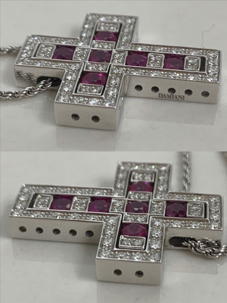 [L] 다미아니 벨에포크 화이트골드 루비 다이아 목걸이 라지사이즈 펜던트 이미지