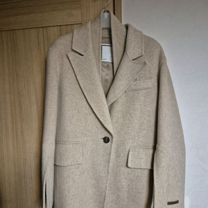 베이지 울 핸드메이드 하프코트