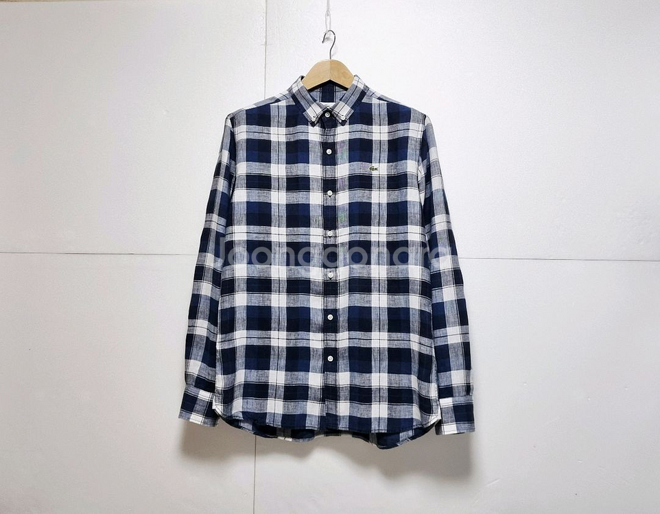 남성 라코스테 린넨 마 멀티 체크 긴팔 남방 셔츠--1