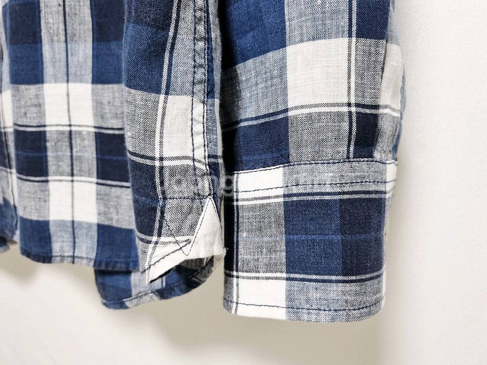 남성 라코스테 린넨 마 멀티 체크 긴팔 남방 셔츠--2