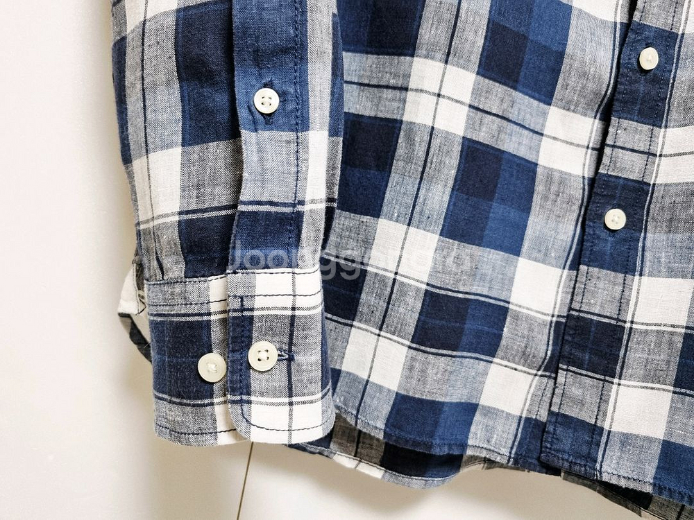 남성 라코스테 린넨 마 멀티 체크 긴팔 남방 셔츠--4