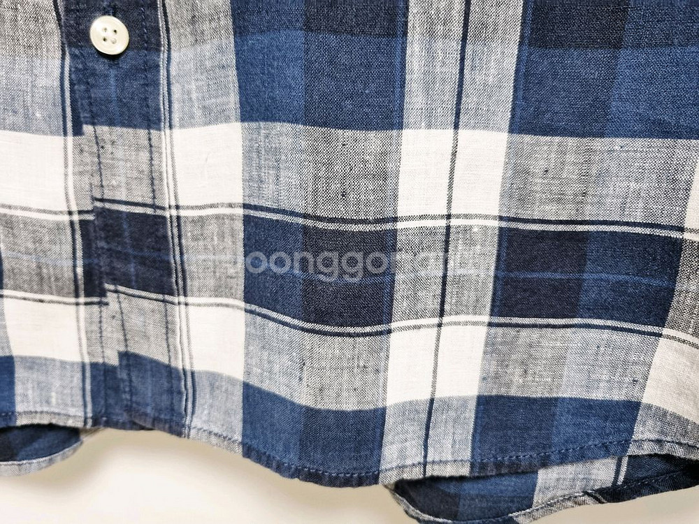 남성 라코스테 린넨 마 멀티 체크 긴팔 남방 셔츠--5