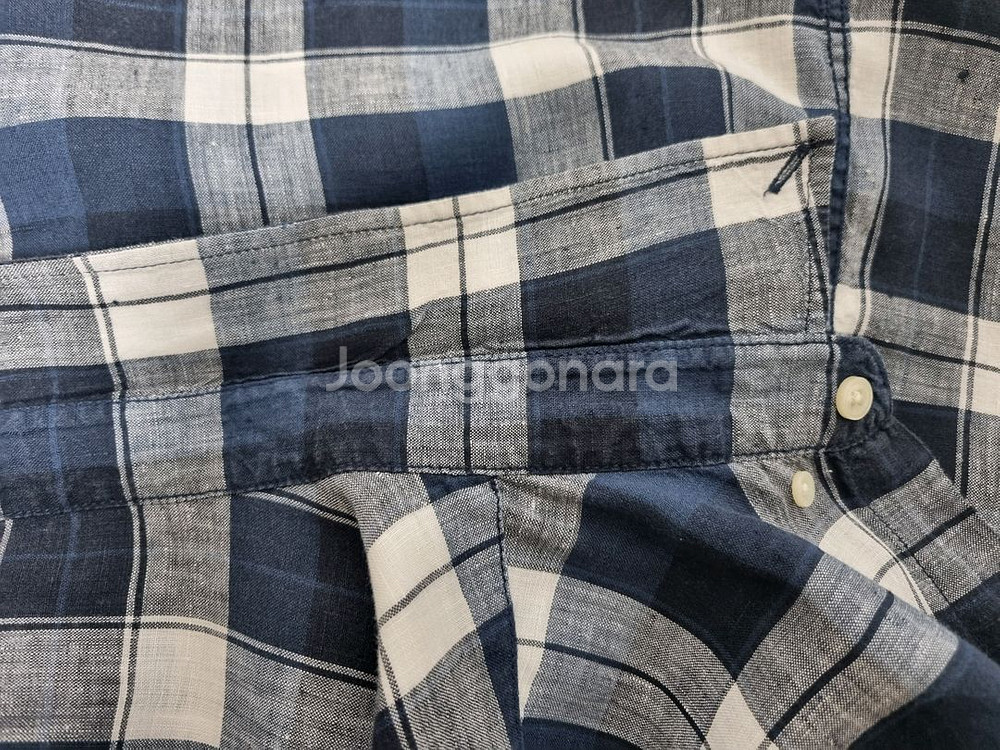 남성 라코스테 린넨 마 멀티 체크 긴팔 남방 셔츠--7