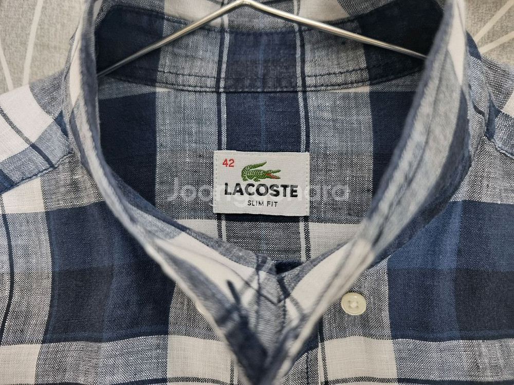 남성 라코스테 린넨 마 멀티 체크 긴팔 남방 셔츠--8