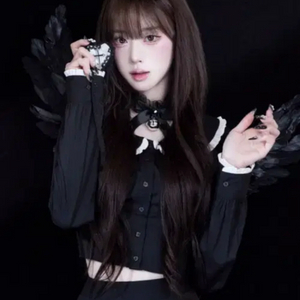 텍O 새상품) 버니앤돌 캔디돌 셋업 블랙 블라우스 스커트 워니하우스 슈