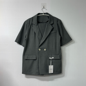 새제품 반팔 자켓 + 와이드 팬츠 수트 셋업