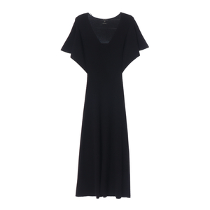 마시모두띠 블랙 골지 브이넥 맥시 롱 니트원피스 XS