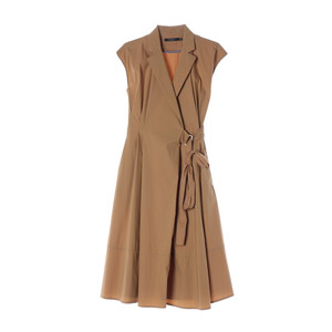 질스튜어트 베이지 민소매 카라 리본 랩 롱 플레어 원피스