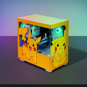 주연테크 포켓몬스터 피카츄 ARGB BTF 미니타워 UV 코팅 인쇄 강화유리 PC 케이스 이미지