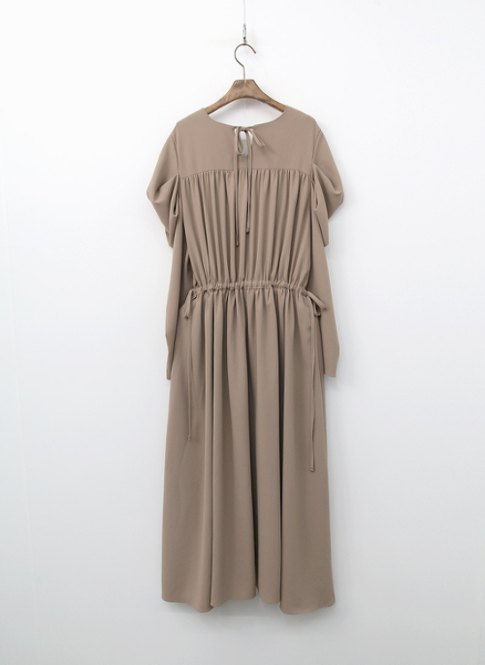 브이넥 루즈핏 어깨셔링 스트링 롱원피스ㅡ무배--7