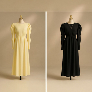 퍼프 셔링 플레어 롱원피스 하객룩 데이트룩ㅡ무배