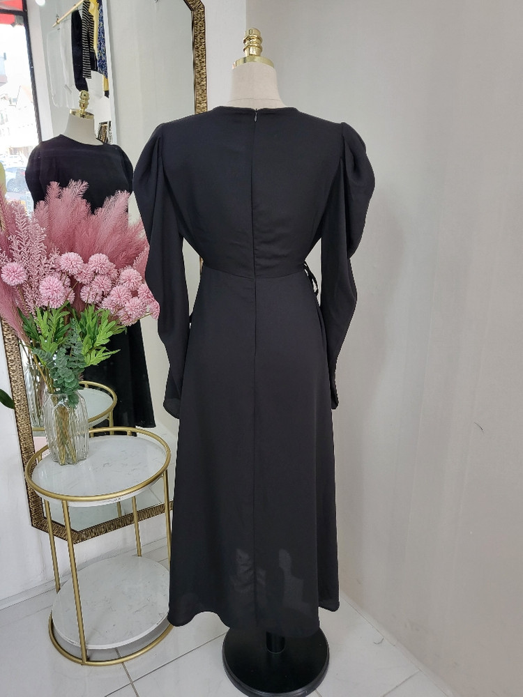 퍼프 셔링 플레어 롱원피스 하객룩 데이트룩ㅡ무배--3