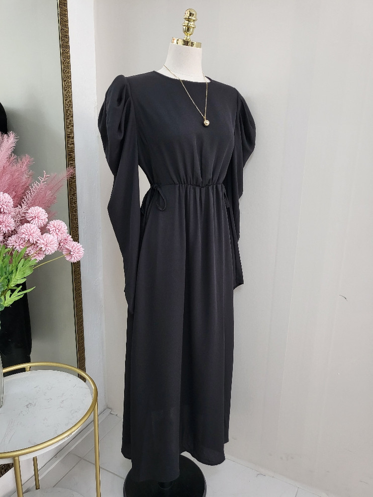 퍼프 셔링 플레어 롱원피스 하객룩 데이트룩ㅡ무배--4