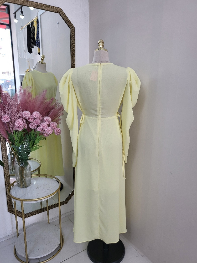 퍼프 셔링 플레어 롱원피스 하객룩 데이트룩ㅡ무배--6