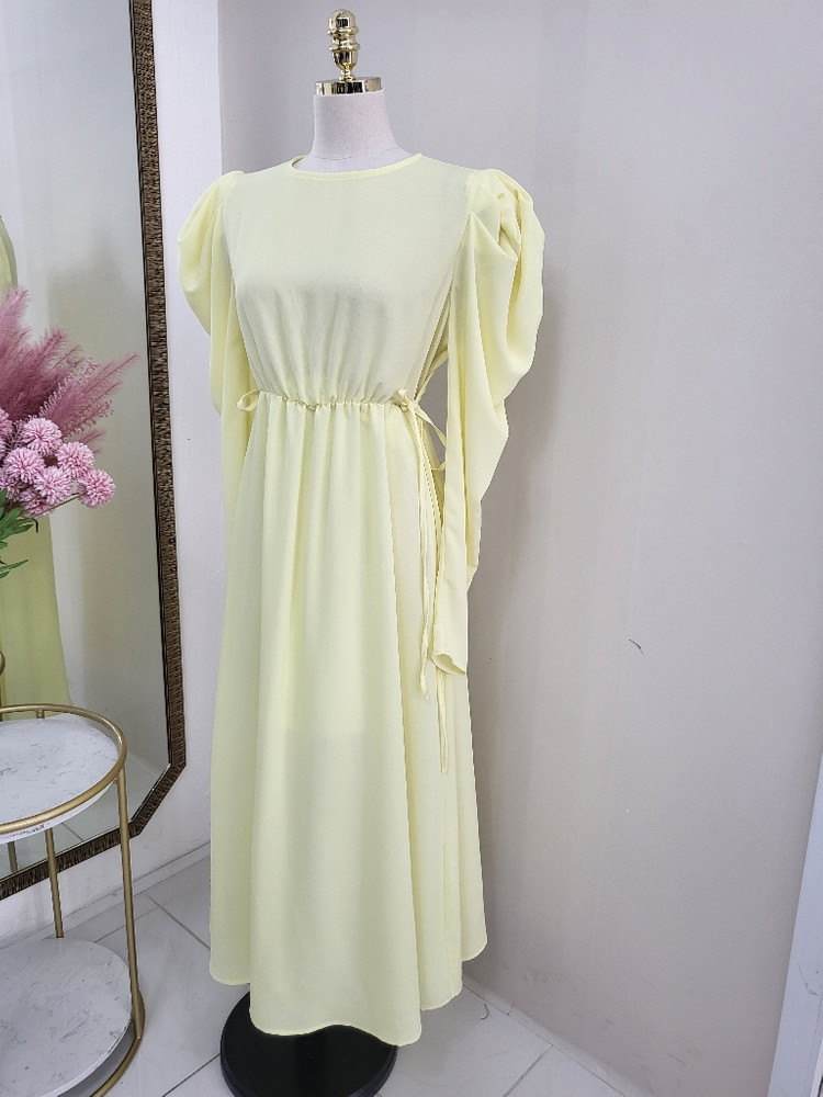 퍼프 셔링 플레어 롱원피스 하객룩 데이트룩ㅡ무배--8