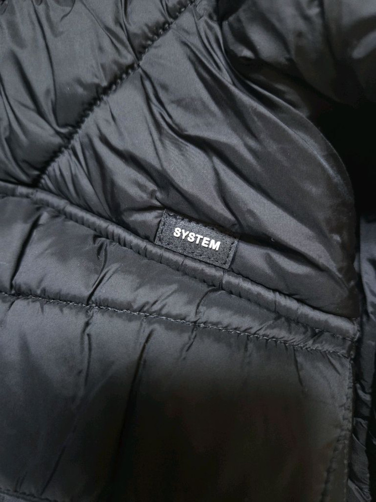 한섬 시스템 25fw 신상 레더 카라 퀄팅 패딩 55 (새것) 이미지