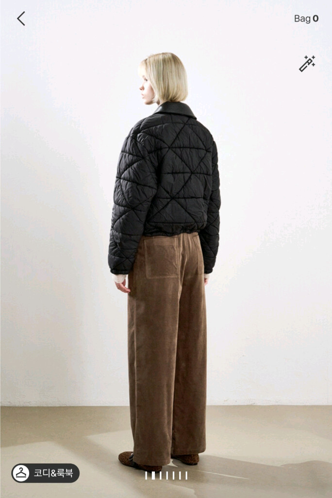 한섬 시스템 25fw 신상 레더 카라 퀄팅 패딩 55 (새것) 이미지