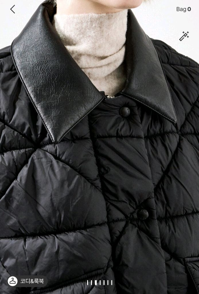 한섬 시스템 25fw 신상 레더 카라 퀄팅 패딩 55 (새것) 이미지