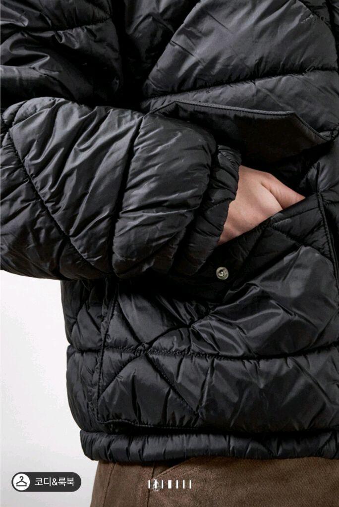 한섬 시스템 25fw 신상 레더 카라 퀄팅 패딩 55 (새것) 이미지