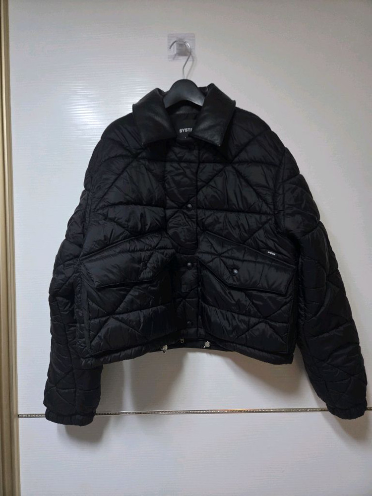 한섬 시스템 25fw 신상 레더 카라 퀄팅 패딩 55 (새것) 이미지