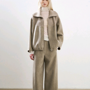 한섬 시스템 25fw 캐시미어 블렌드 집업자켓+팬츠 셋업 55 (새것)