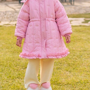 리본 패턴 여아 롱패딩 120,130