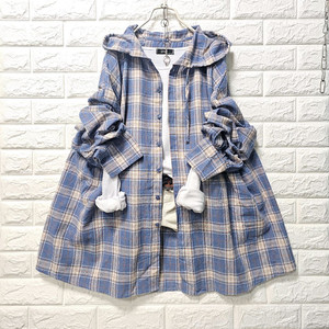 박시체크후드남방