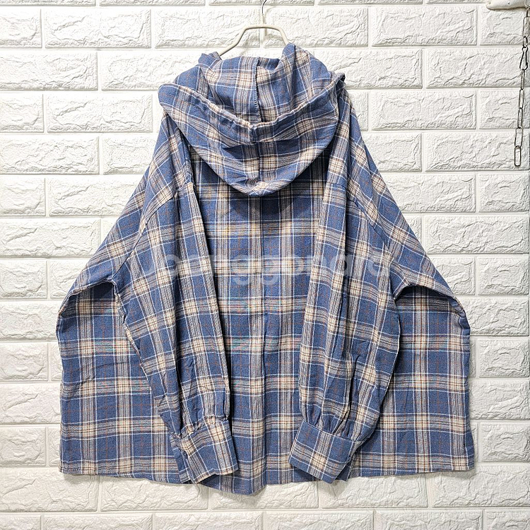 박시체크후드남방--1