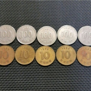 한국은행 준특년 1985년 100.10원 10개일괄.주화 동전 화폐 이미지