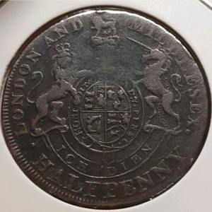 희귀 영국 1794년 그레이트 브리턴 하프페니.외국주화 주화 화폐 동전