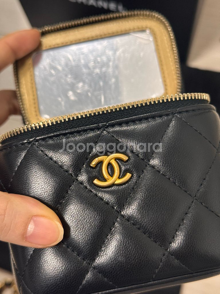 샤넬 베니티 골드볼 금장 가방--4