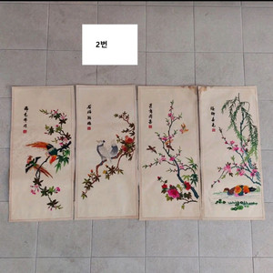 병풍 수예. 손수예. 손자수 - 민속품. 수집용