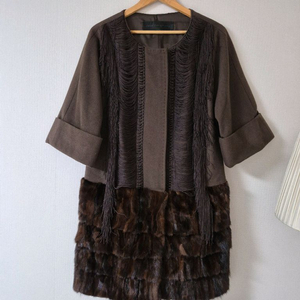 오브제 밍크트리밍 반팔코트(가슴둘레90)