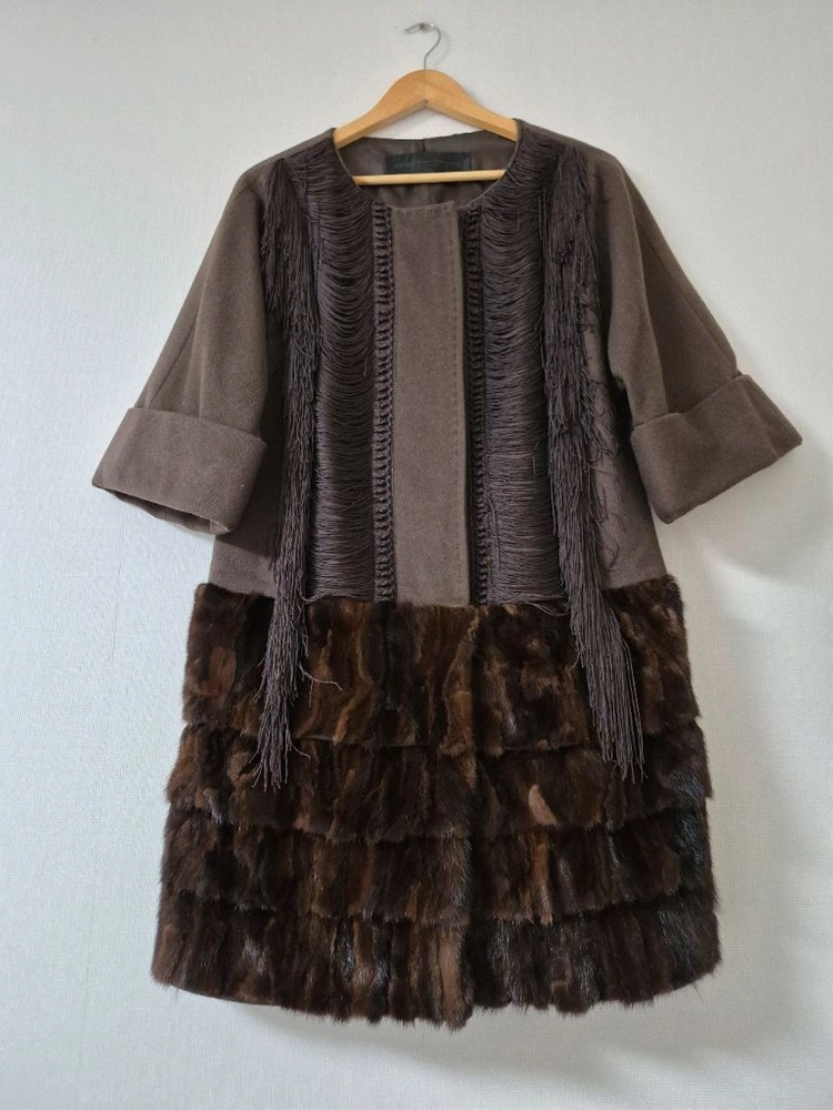 오브제 밍크트리밍 반팔코트(가슴둘레90) 이미지