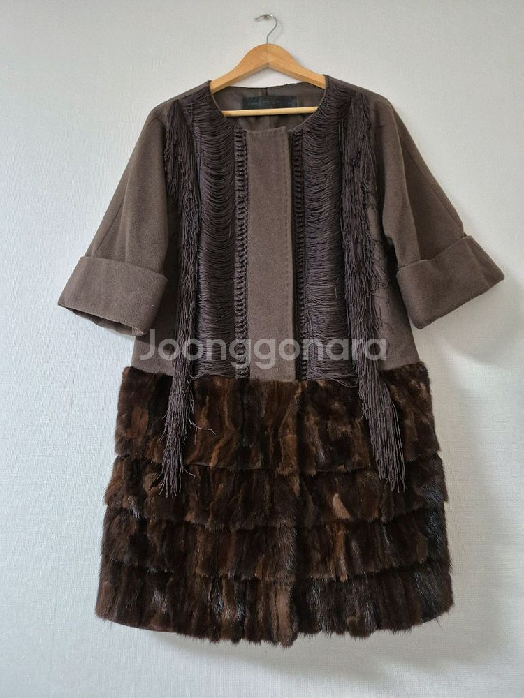 오브제 밍크트리밍 반팔코트(가슴둘레90)--1