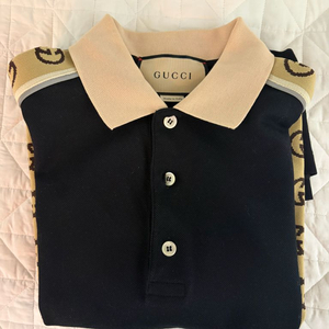 구찌 GG 스트라이프 블랙 반팔 폴로티 이미지