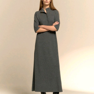 한섬 시스템 25fw 신상 램스 울 하이넥 니트 드레스 프리 (새옷)