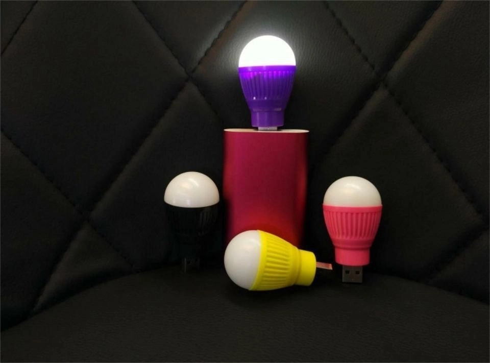 새 3개 랜덤 발송 차량용 USB 램프 미니 전구 휴대용 LED 조명 노트북 컴퓨터 보조등 차량 실내등 무드등 야간 이미지