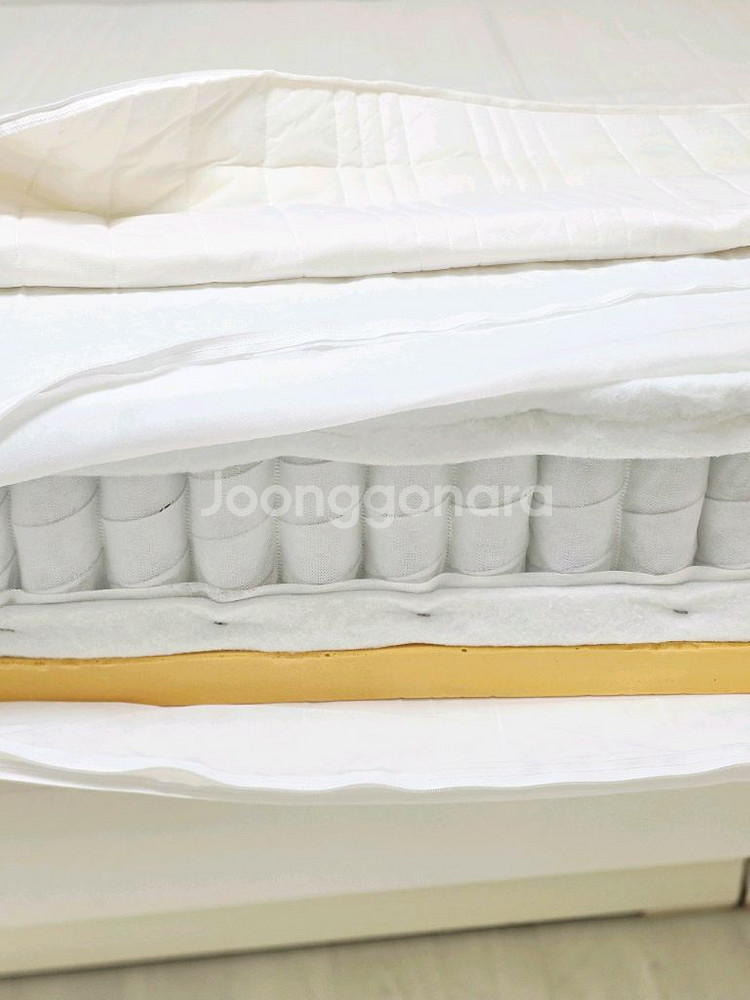 (상태최고) 국산 킹사이즈 침대 프레임 + 매트리스 세트 크림화이트--3