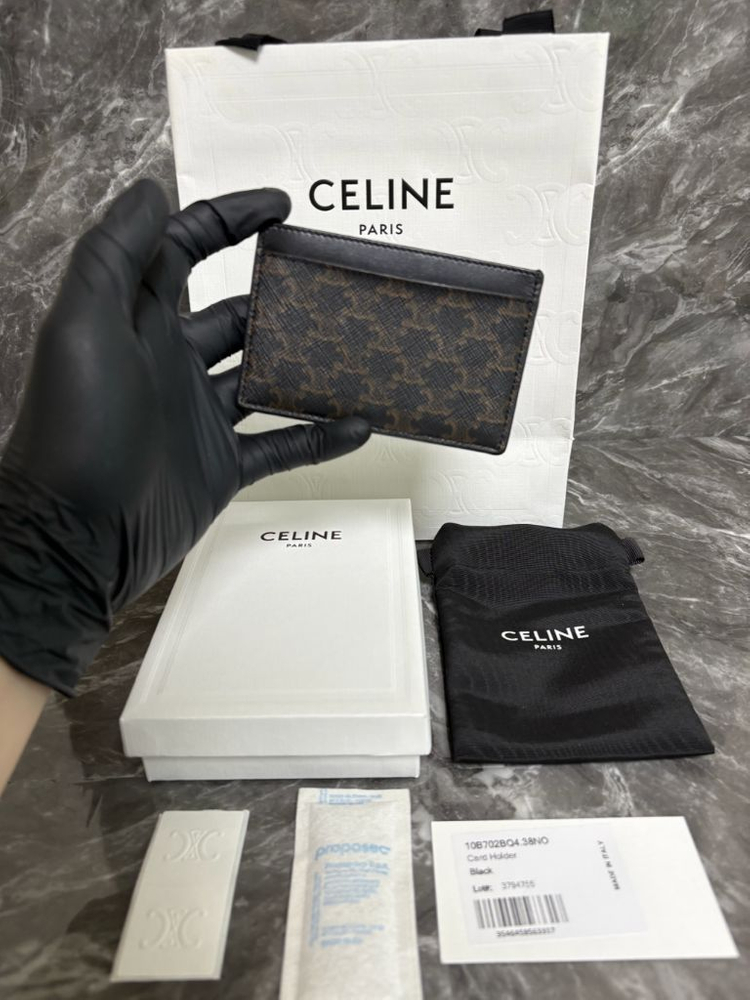 셀린느 트리옹프 카프스킨 캔버스 카드지갑--1