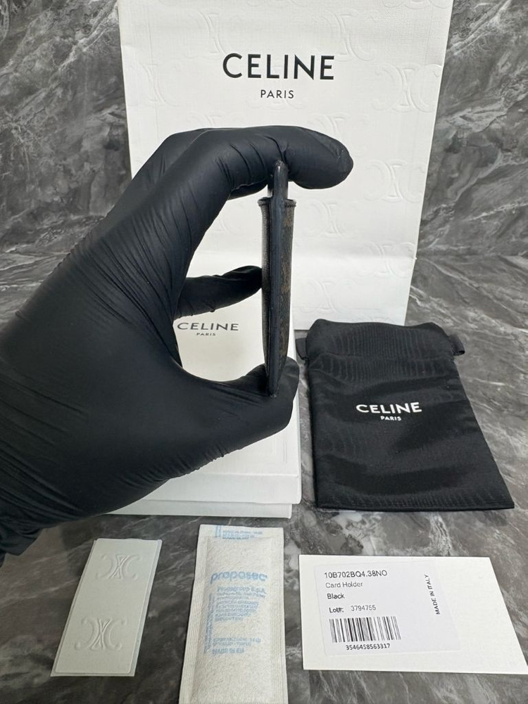 셀린느 트리옹프 카프스킨 캔버스 카드지갑--3