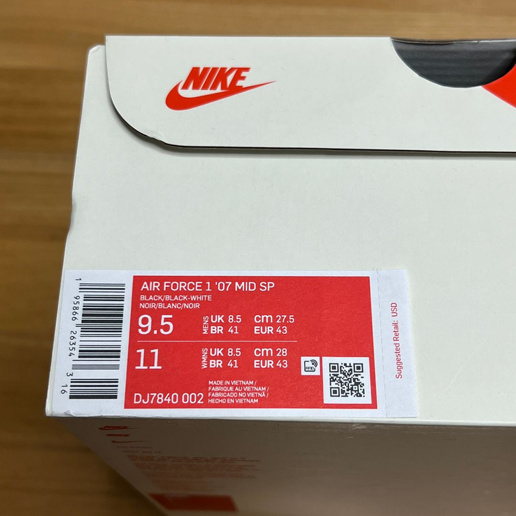 나이키 스투시 에어포스 1 ’07 미드 SP 블랙 앤 라이트 본 275 새제품 DJ7840-002 스니커즈 운동화 이미지