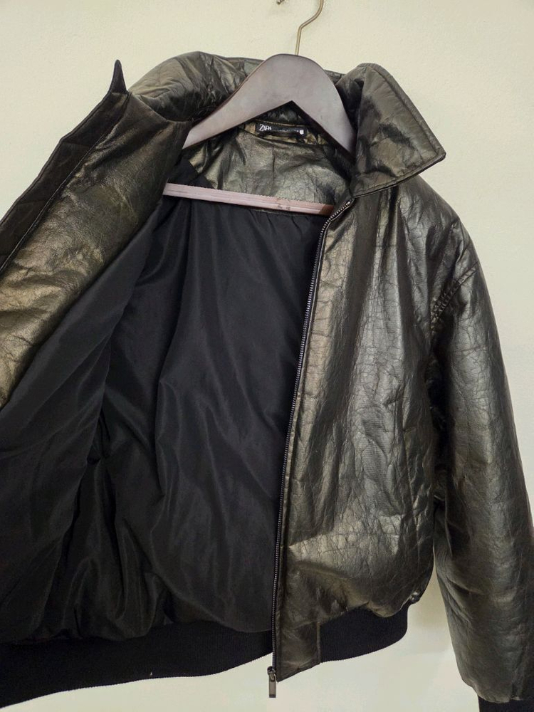 자라 에코 레더 하이넥 블루종 자켓--5