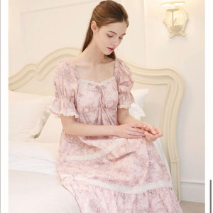 드브르베 핑크 홈 드레스 캡내장 원피스 잠옷 이미지