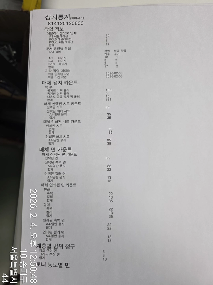 컬러 복합기 고객 변심(흑백복합기필료)으로 반품 신도리코 신제품 D500 분당 25매출력 이미지