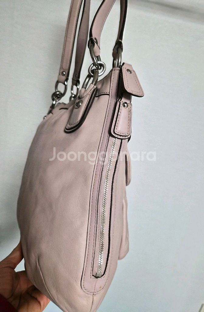 코치 가죽 숄더백 핑크--5